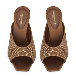 YSL Sept Satin Crepe Rhinestones Mule