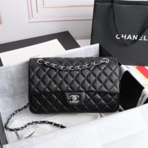 Chanel Classic Flap Bag 25 Black With Silver Hardware