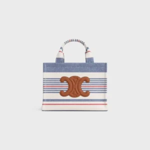 Celine Cabas Thais Stripped Textile Bag