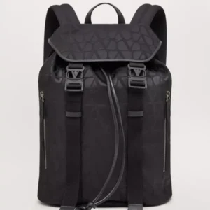 Valentino Black Iconographe Nylon Backpack