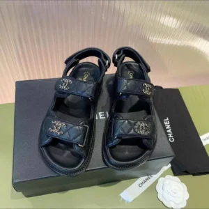 Chanel Black Caviar Dad Sandal