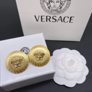 Versace Gold Plated Coin Button Like Earrings For Women