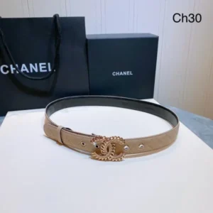 Chanel Beige Quilted Caviar Leather CC Belt
