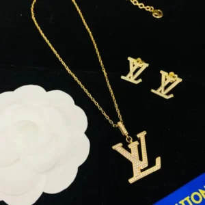 Louis Vuitton Stainless Steel LV Iconic Necklace & Earring