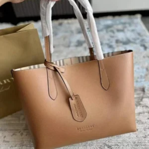 Burberry Brown Leather Lavenby Reversible Tote Bag