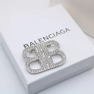 Balenciaga Luxury Gold Silver logo BB Brooch Pin