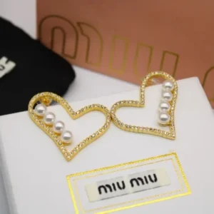 MIU MIU Crystal Pearl Heart Earrings
