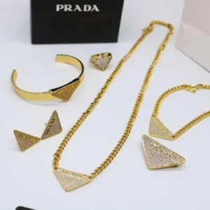 Prada Gold Logo Jewelry Set