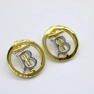 Burberry Gold and Platinum Monogram Stud Earrings