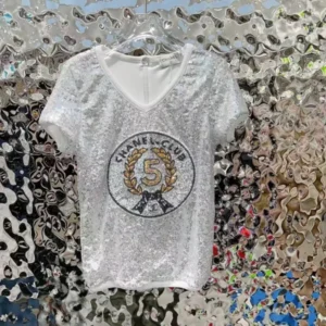 Chanel Casual Style Blended Fabrics V-Neck Short Sleeve Shirt