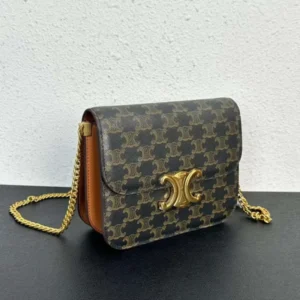 Celine Casual Style Calfskin Chain Elegant Style Logo Shoulder Bags