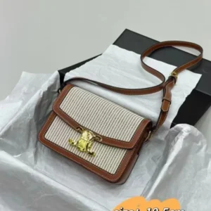 Celine Triomphe Shoulder Bag in Canvas and Leather