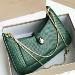 Bvlgari Crocodile Style Leather Bag