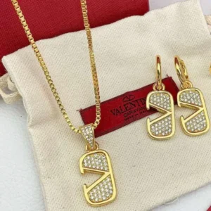 Valentino Garavani Gold Vlogo Necklace Set