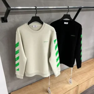 Off White Crewneck Cotton Logo Shirt