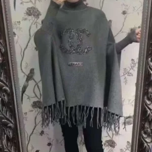 Chanel Logo Printed Poncho Shawl