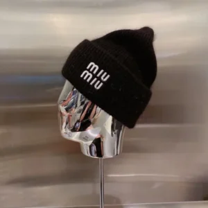 MIU MIU Embroidery Letters Woolen Cap