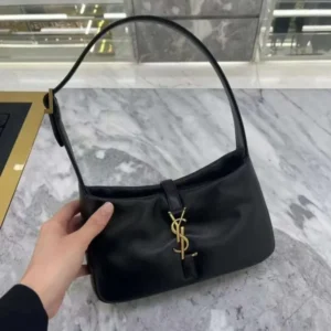 Saint Laurent Black Leather Hobo Bag