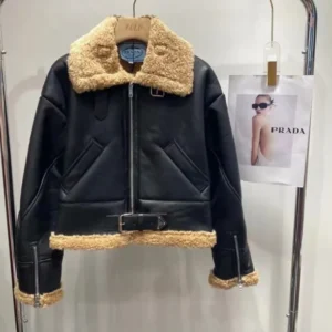 Prada Fur Shearling Leather Jacket Coat