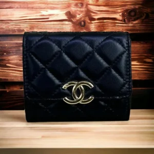 Chanel Black CC Logo Folding Small Wallet