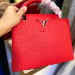 Louis Vuitton Red Leather Taurillon Capucines PM Handbag
