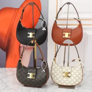 Celine Logo Ava Triomphe Canvas and calfskin Bag