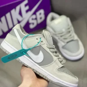 Nike Dunk Low Light Silver White Corduroy Sneakers