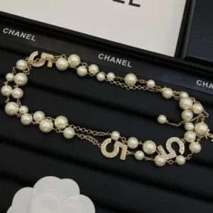 Chanel Letter Pearls CC Long Necklace
