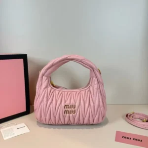 Miu Miu Logo Plaque Ruched Tote Bag