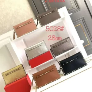 Valentino Garavani Metallic Calfskin Large Rockstud Clutch