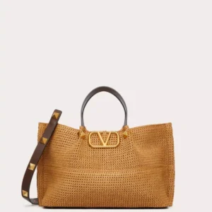 Valentino Medium Synthetic Raffia Shopping Bag