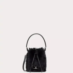 Valentino Vlogo Signature Mini Sheepskin Bucket Bag