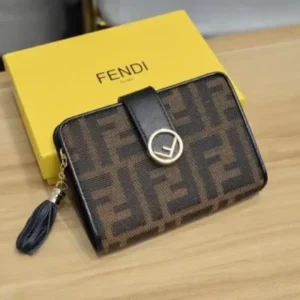 Women’s Brown Leather Wallet With FF Monogram