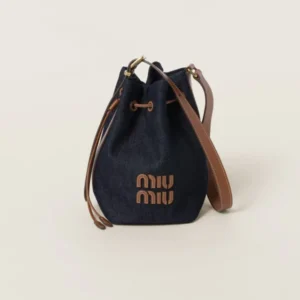 Miu Miu Denim And Leather Bucket Bag
