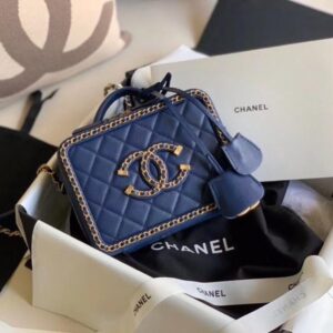 Chanel Filigree Vanity Case Quilted Caviar Gold – Blue