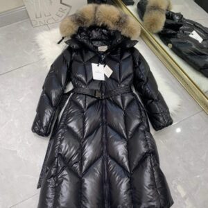 Moncler New Knee-Length Women’s Down Jacket in Black