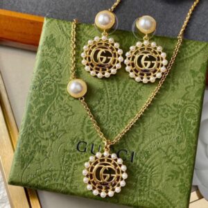 Gucci Double G Stud Earrings Necklace