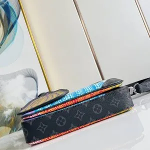 LV TRIO Pumpkin Black Flower Messenger Bag - Image 6