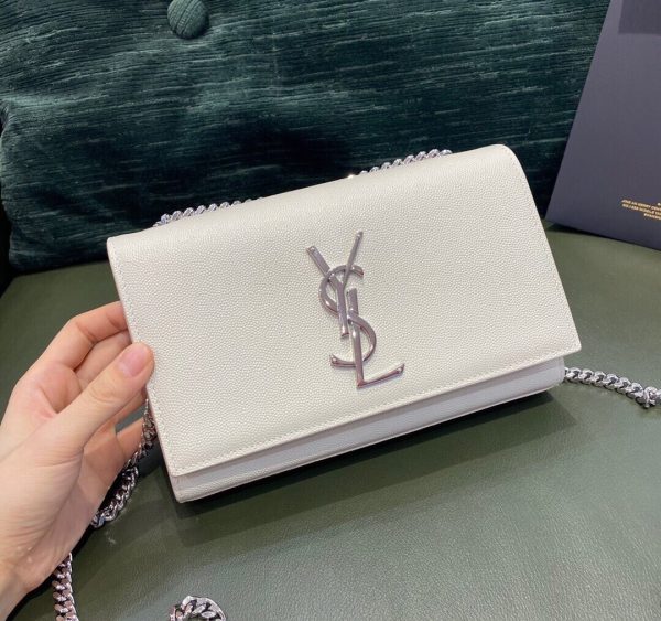 YSL Kate White Bag Silver Hardware