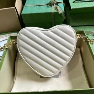 Gucci Interlocking G Mini Heart Shoulder White Bag - Image 8
